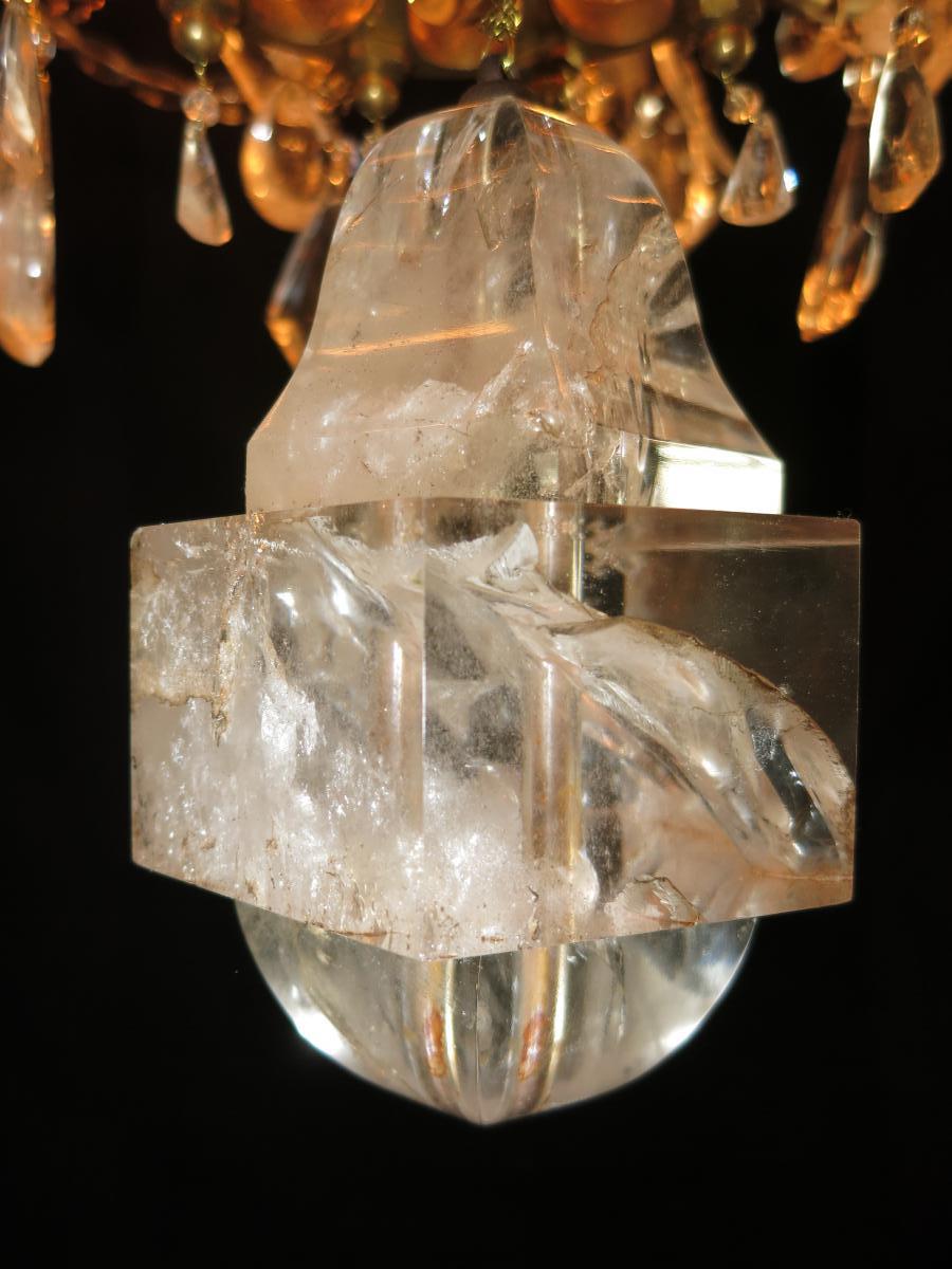 IMPORTANT LUSTRE XIXe CRISTAL DE ROCHE 12 Lumières Hauteur 100 Cm Tbe-photo-4