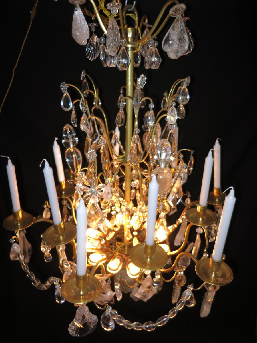 IMPORTANT LUSTRE XIXe CRISTAL DE ROCHE 12 Lumières Hauteur 100 Cm Tbe-photo-2
