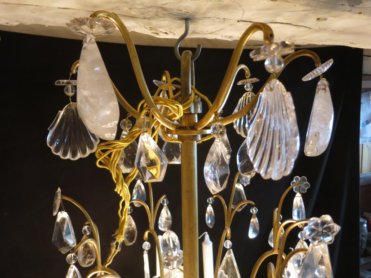 IMPORTANT LUSTRE XIXe CRISTAL DE ROCHE 12 Lumières Hauteur 100 Cm Tbe-photo-6