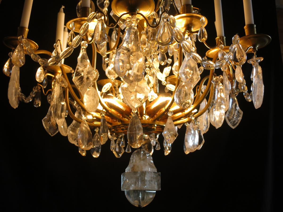 IMPORTANT LUSTRE XIXe CRISTAL DE ROCHE 12 Lumières Hauteur 100 Cm Tbe-photo-8