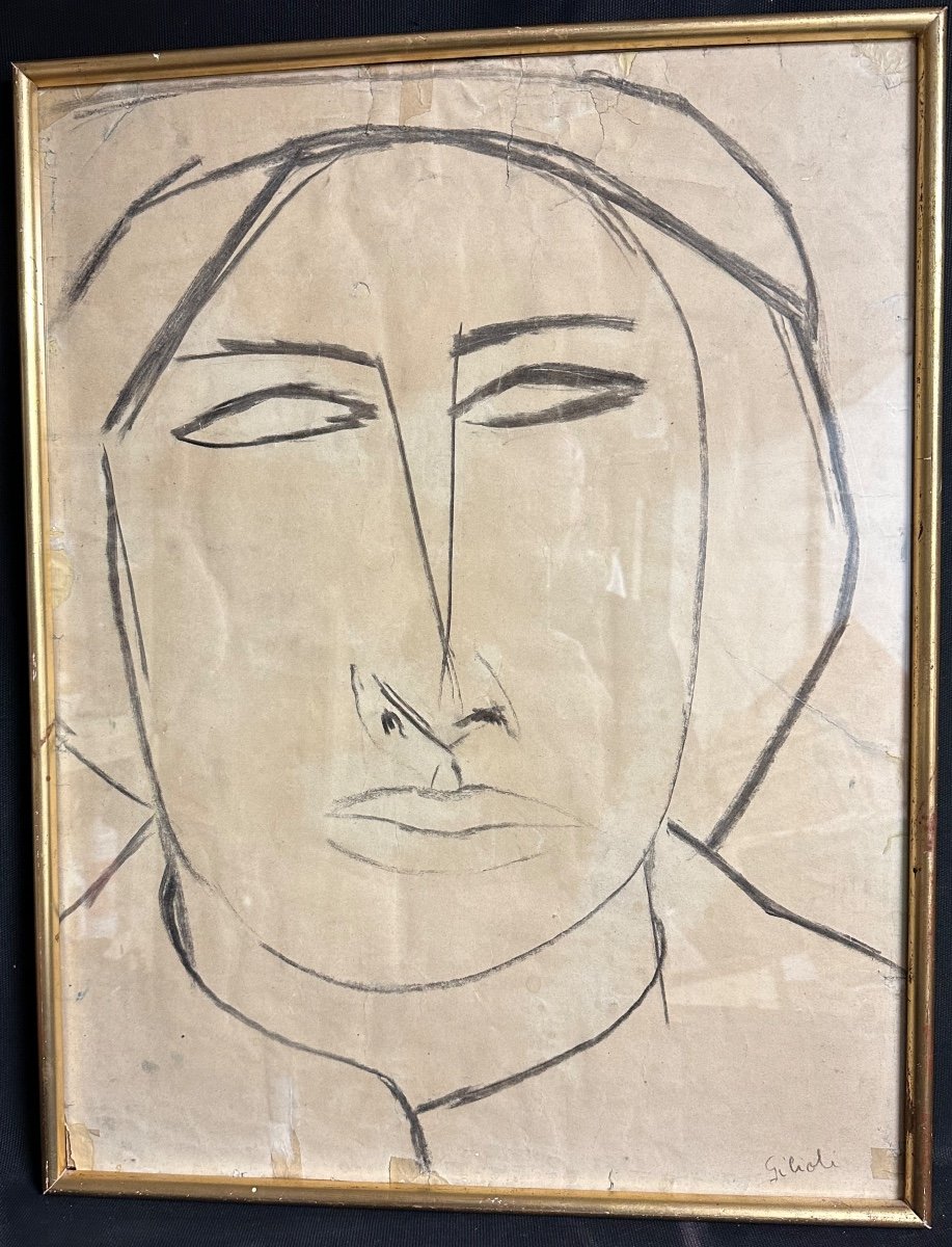 émile GILIOLI 1911-1977 Grand dessin Portrait de Babet signé-photo-2