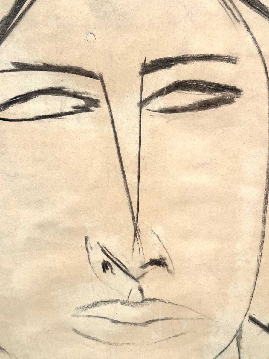 émile Gilioli 1911-1977 Large Drawing Portrait Of Babet Signed-photo-3