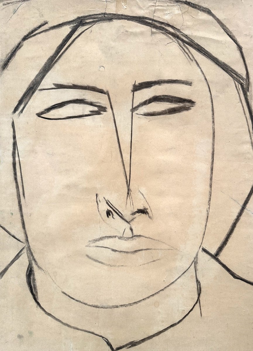 émile GILIOLI 1911-1977 Grand dessin Portrait de Babet signé-photo-1