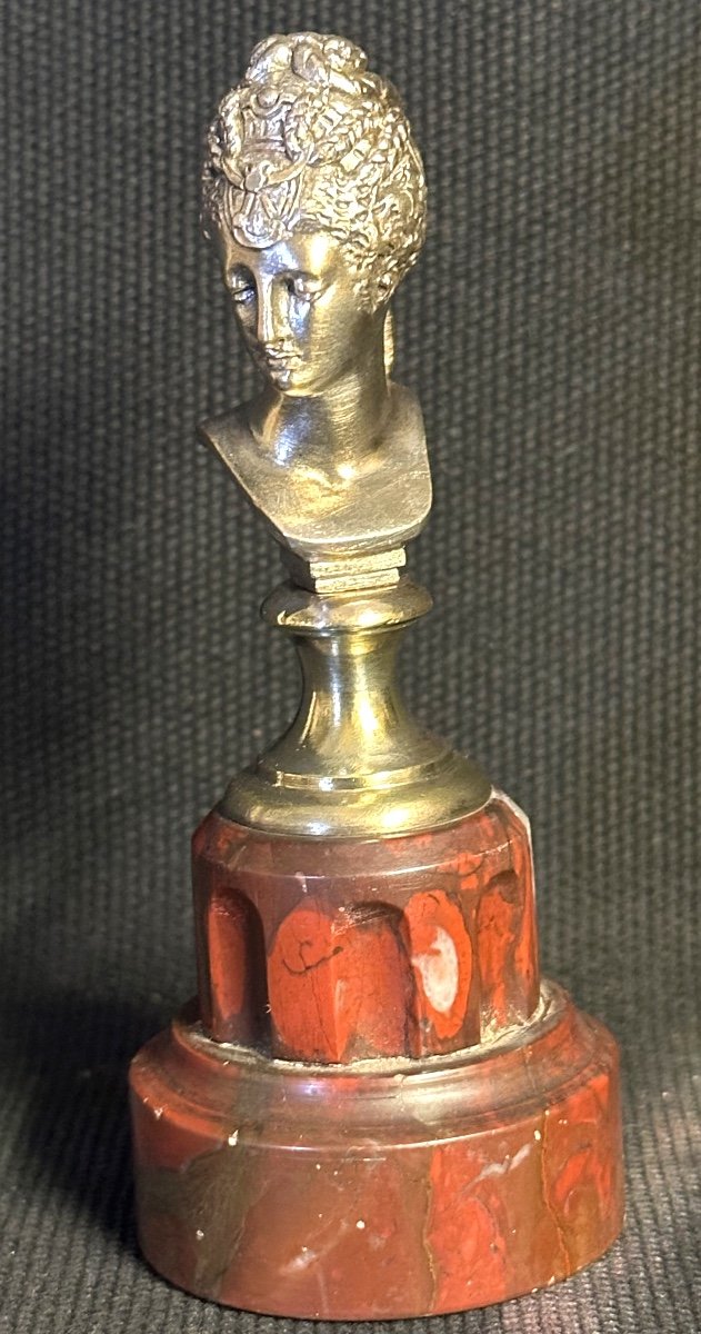 19th Century Bronze Diane De Poitiers On Its Royal Red Marble Base After Jean Goujon