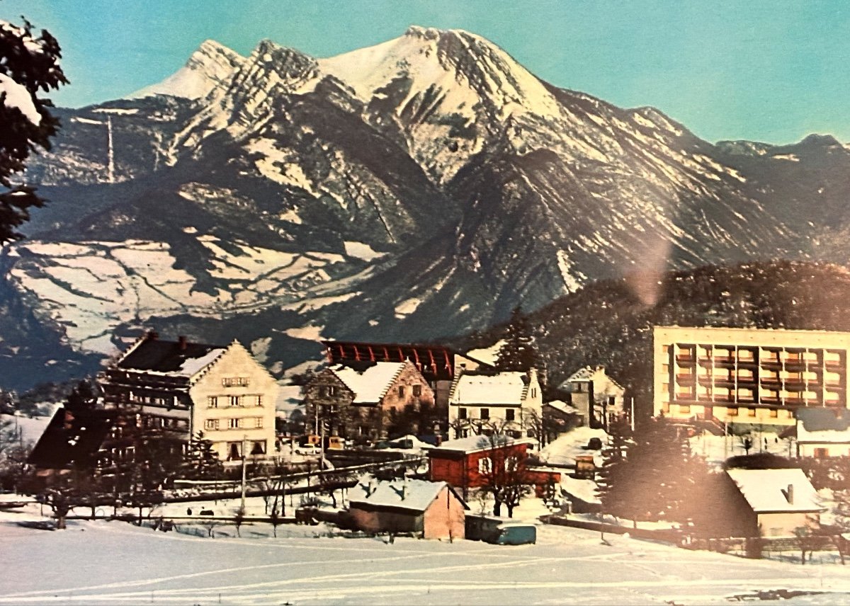 St Nizier Du Moucherotte Xth Olympic Winter Games Grenoble 1968 30x50cm In Very Good Condition Jump Vercors Alps-photo-3