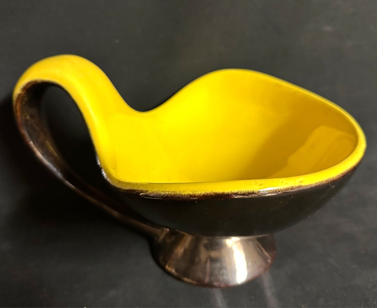 Coupe céramique Forme libre jaune et noir vers 1950 1960