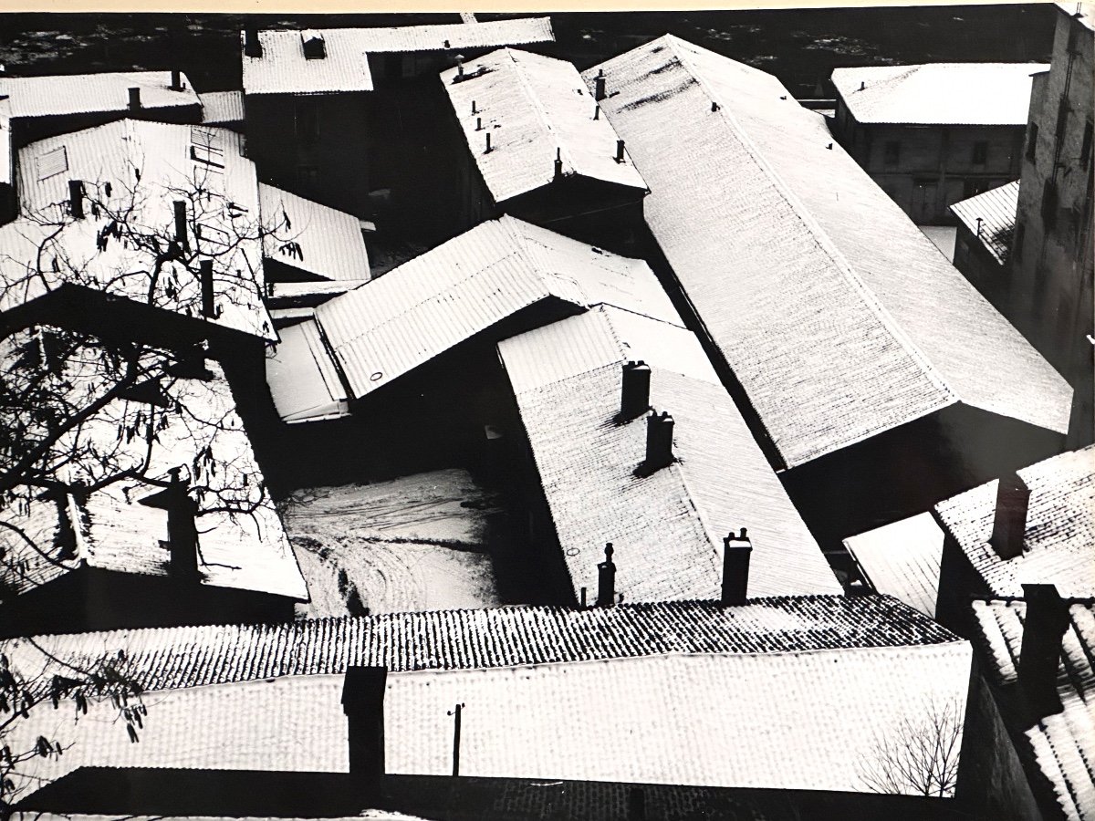 Georges Boyer Lyon 20th Snowy Roofs 1950 Kinetic Photo Signed Snow Photography /8-photo-4