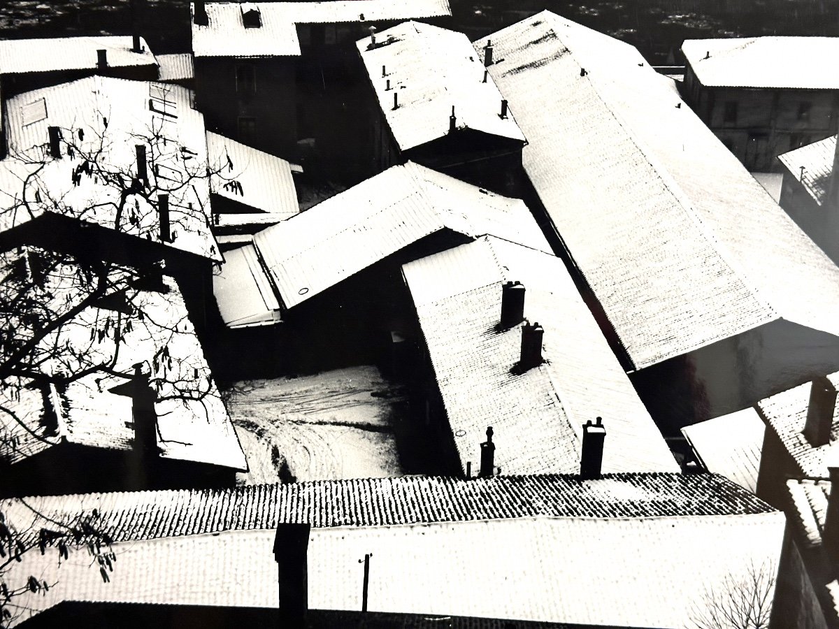 Georges Boyer Lyon 20th Snowy Roofs 1950 Kinetic Photo Signed Snow Photography /8