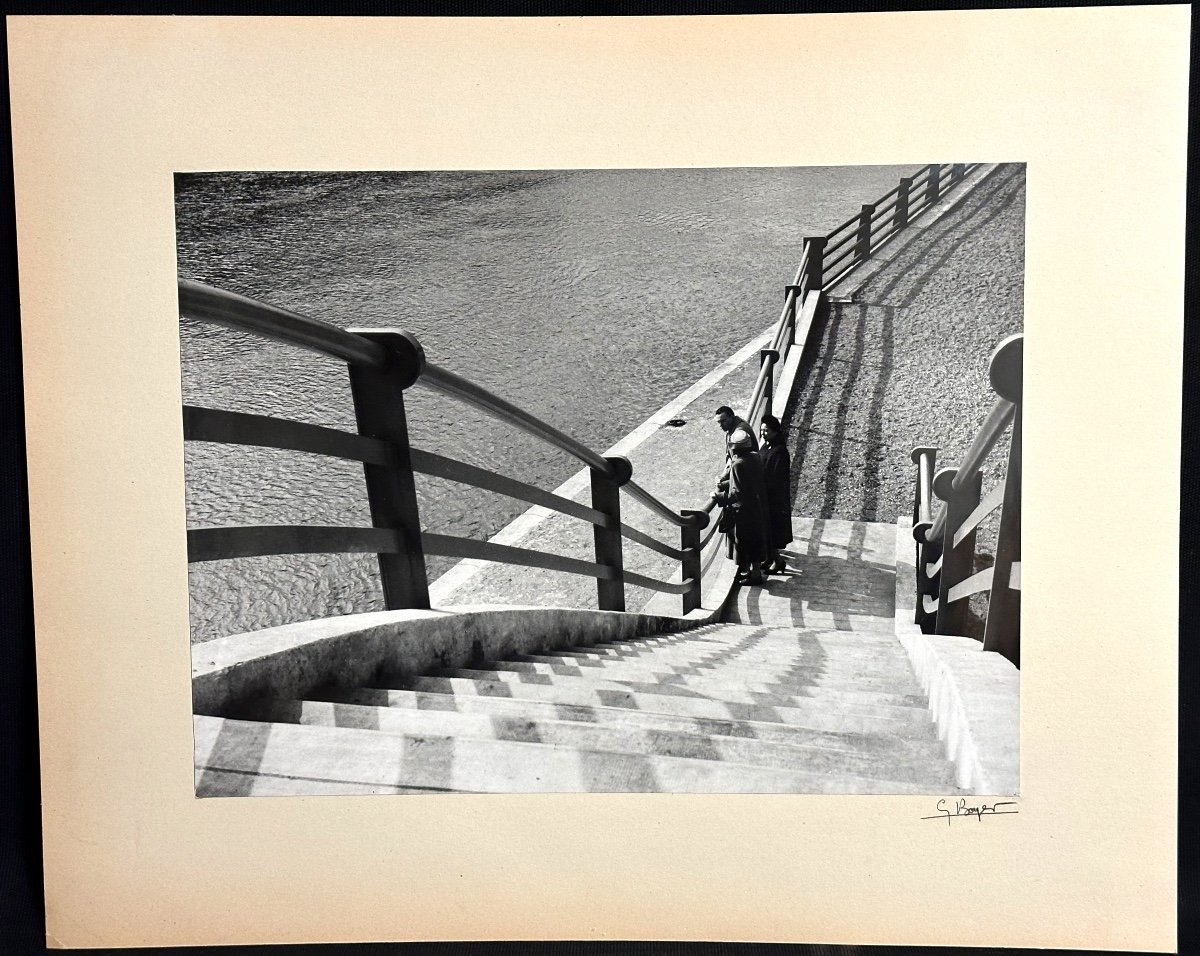 Georges Boyer Lyon 20th Large Signed Kinetic Photograph Along The Quai /17-photo-2