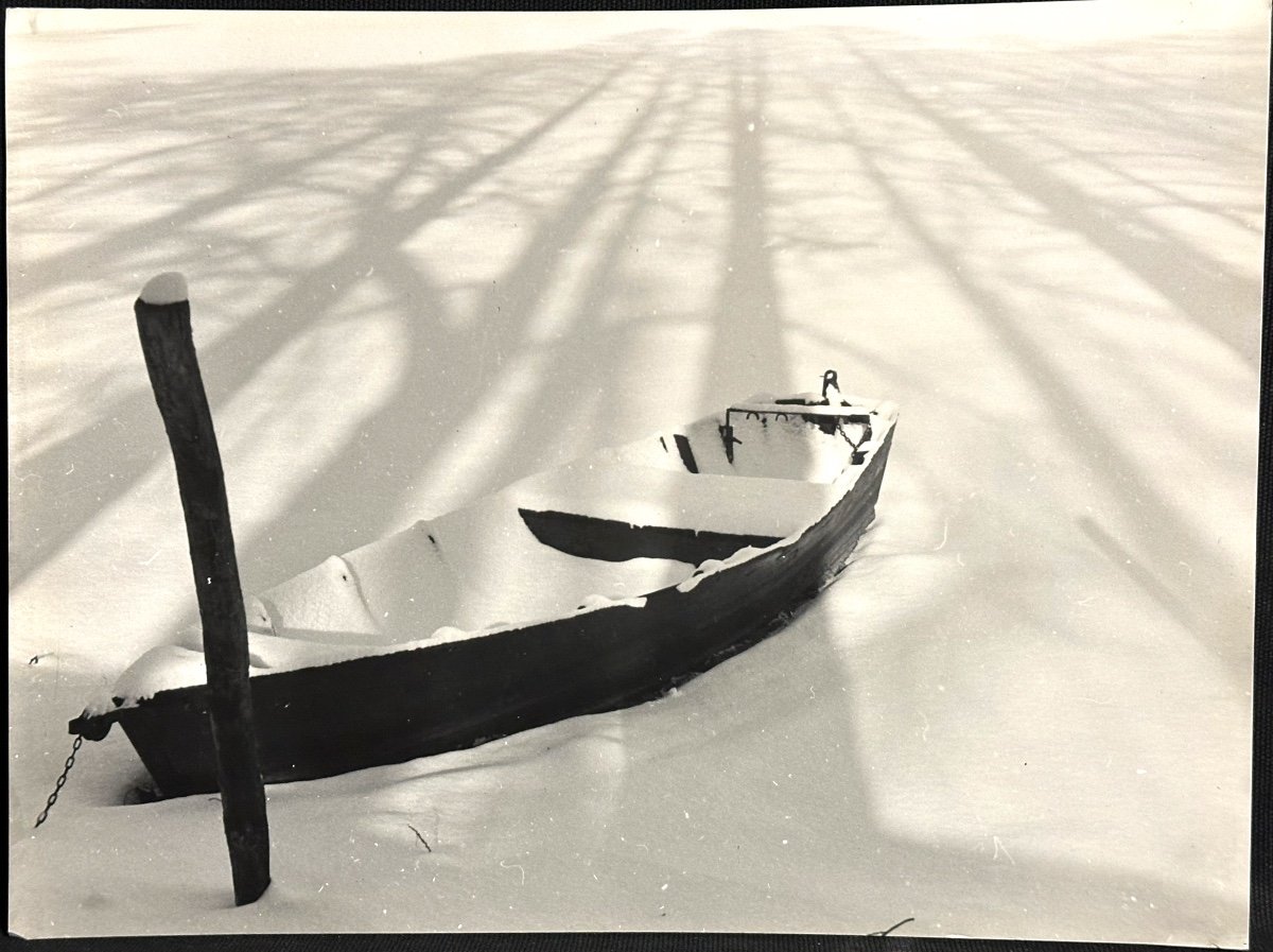 Georges Boyer Lyon 20th Photograph Boat Under The Snow /20