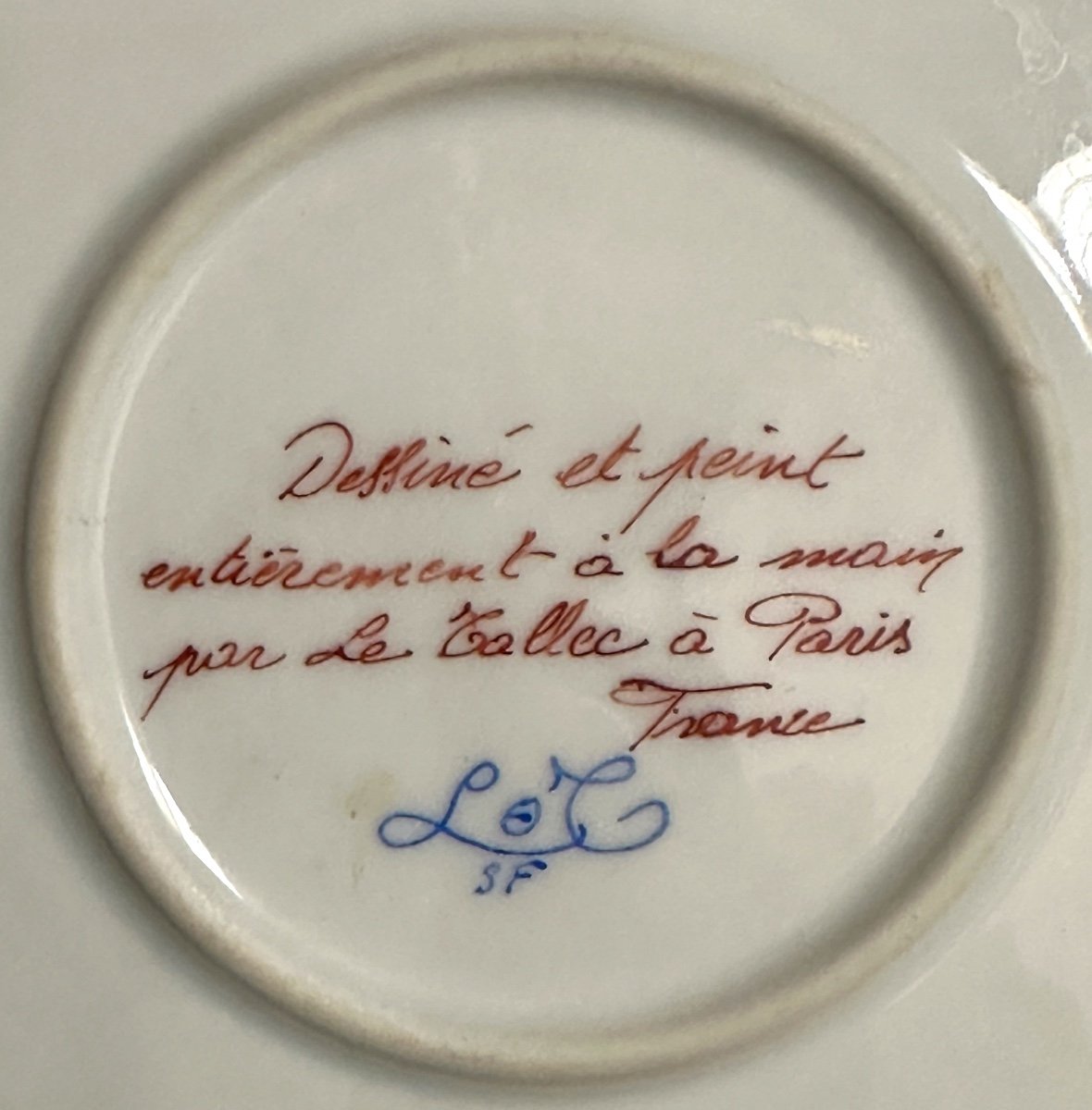Le Tallec Large Dish / Fruit Bowl Mounted Bronze Signed Polychrome Porcelain-photo-4