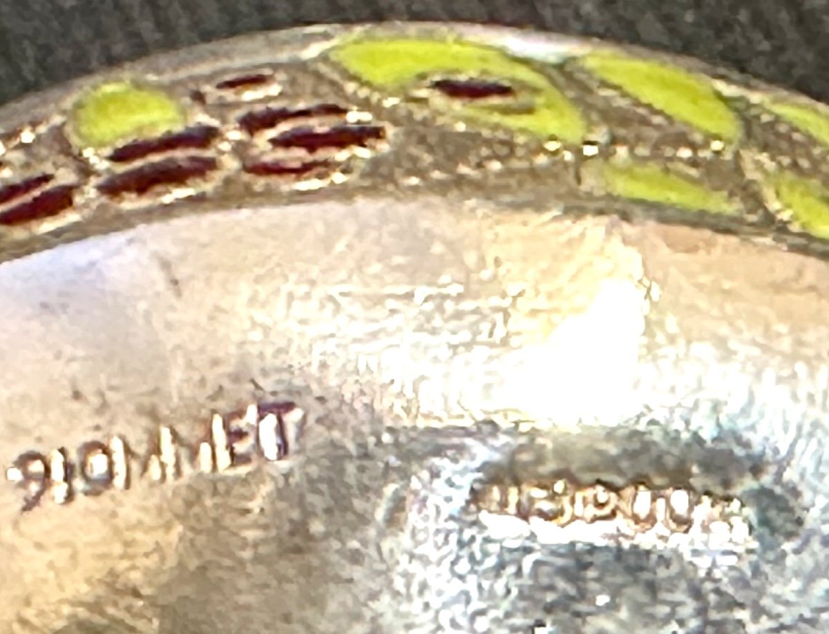 Pair Of Russian Caviar Bowls 1920 Enameled With Their Spoons Signed Russia Salt Pepper-photo-6