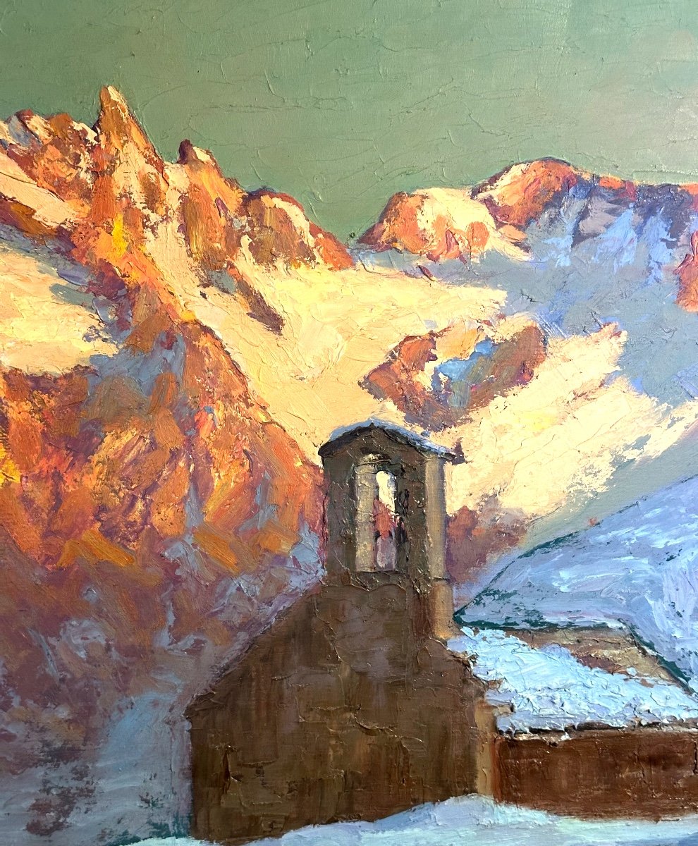 Lucien Quenard 1902-1995 Oil La Meije Le Rateau Mountain Alps Mont Blanc-photo-2