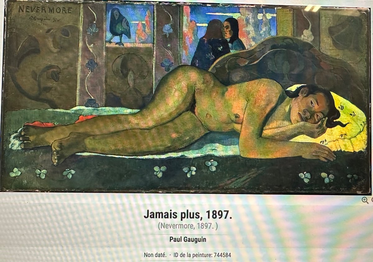 Henriette Deloras 1901-1941 Rare Large Pastel Nude Woman With Flower Reading Homage To Gauguin-photo-3