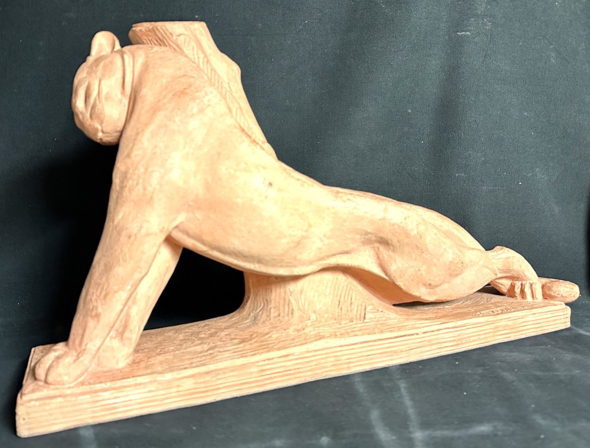 André Vincent Becquerel Important Sculpture 60cm Panther 1930 Art Deco