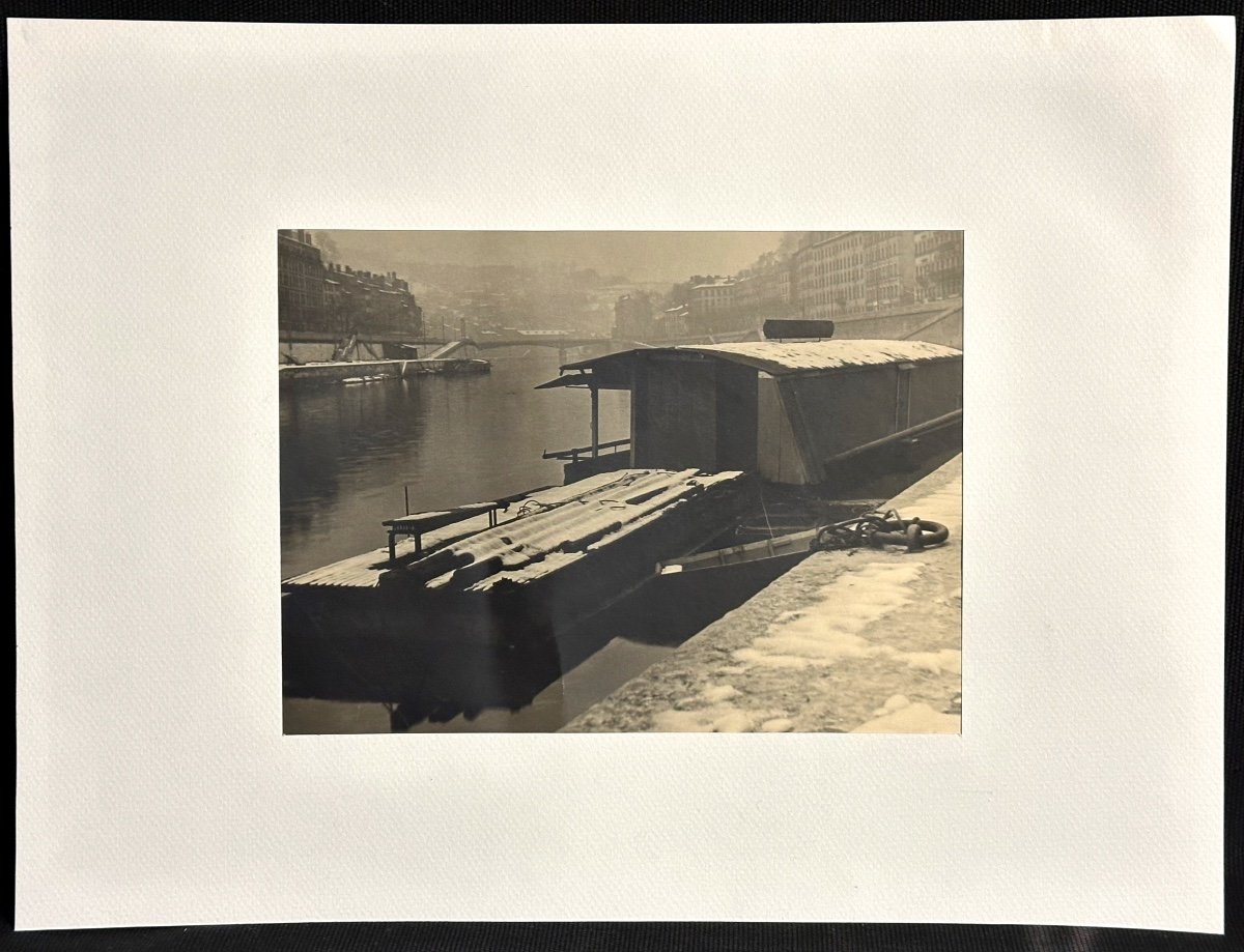 Georges Boyer Lyon 20th Photograph Barge In Winter Photo /40-photo-2