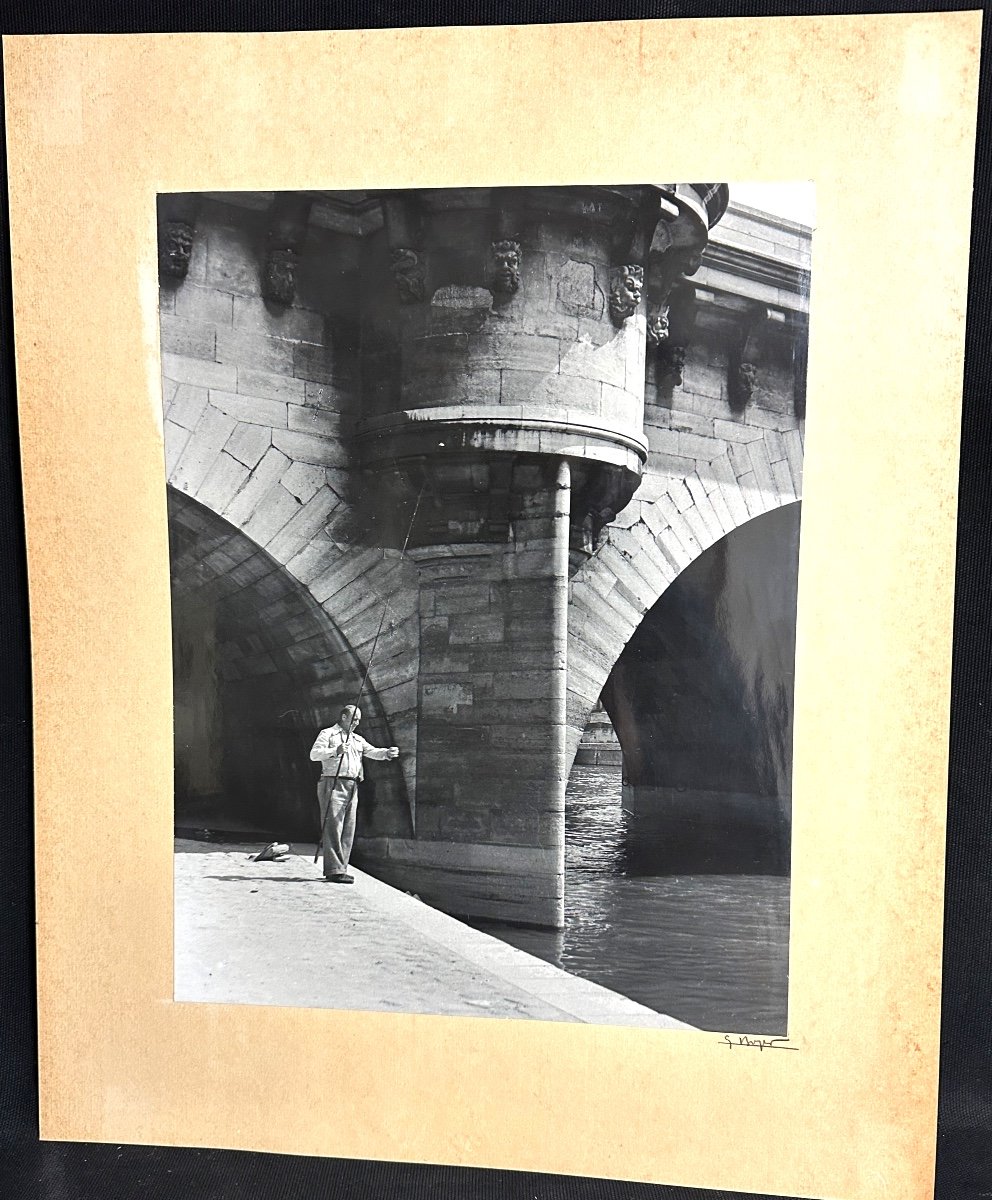 Georges Boyer Lyon 20th Large Photograph Signed Le Pêcheur Photo /49-photo-2