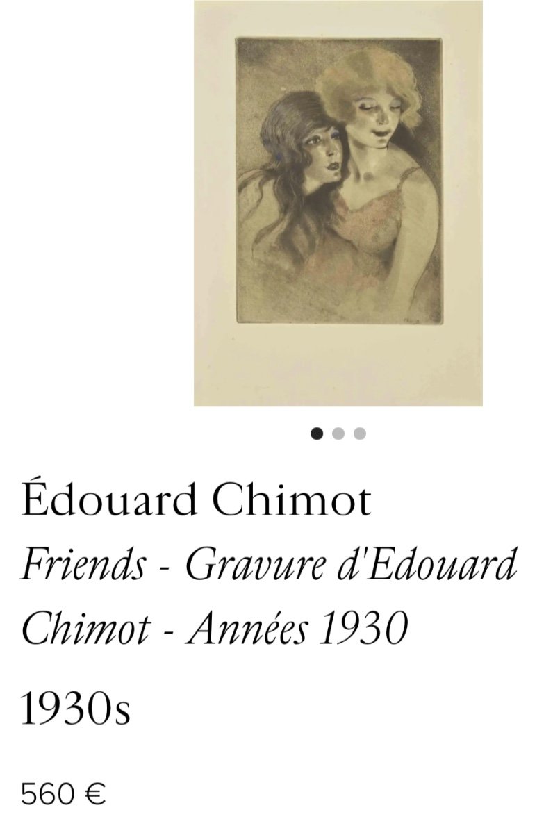 édouard Chimot 1880-1959 Les 2 Amies Art Deco Polychrome Lithograph-photo-3