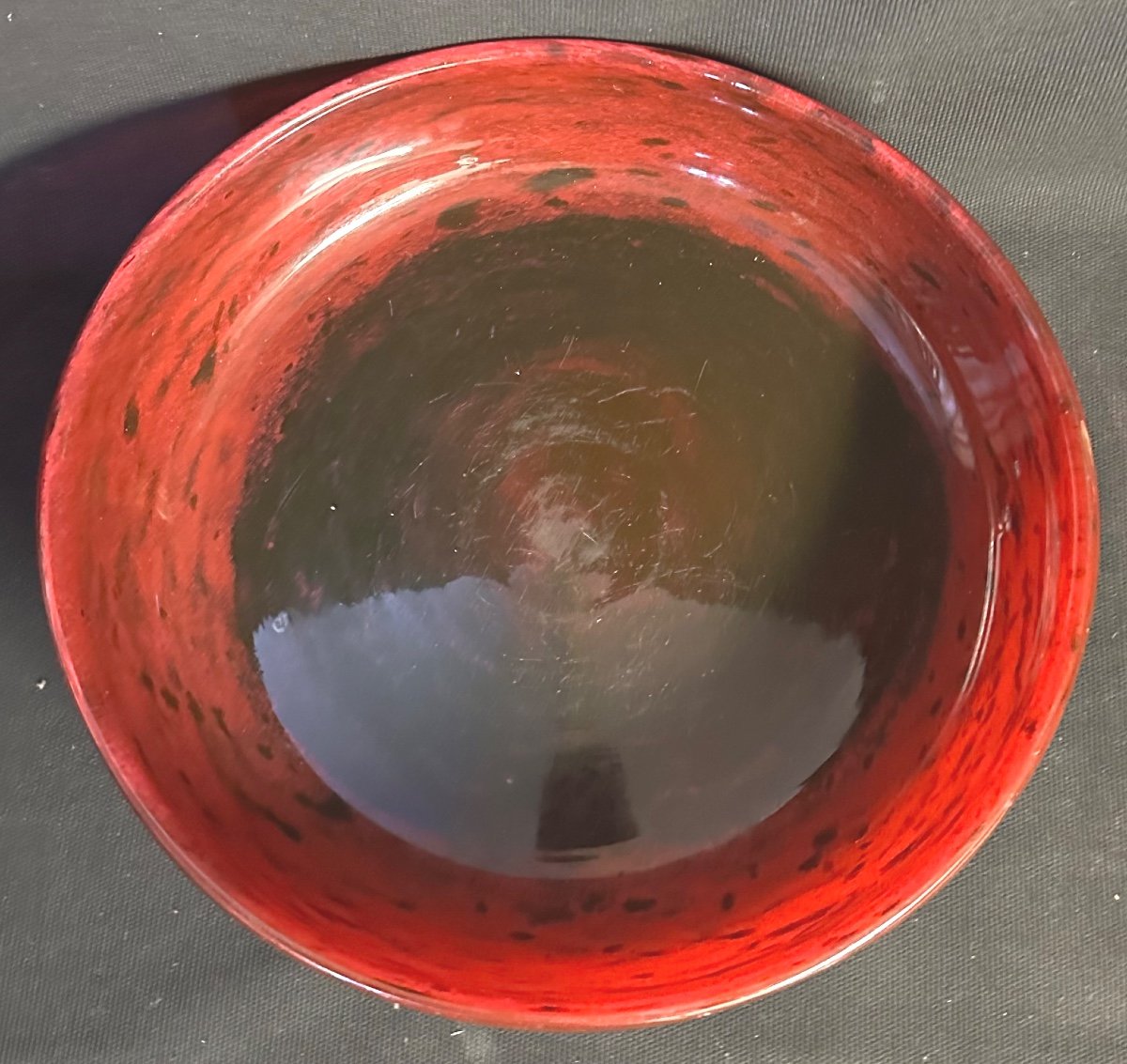 Daum Empty Pocket Cup Signed In Thick Marbled Red Glass 31 Cm-photo-4