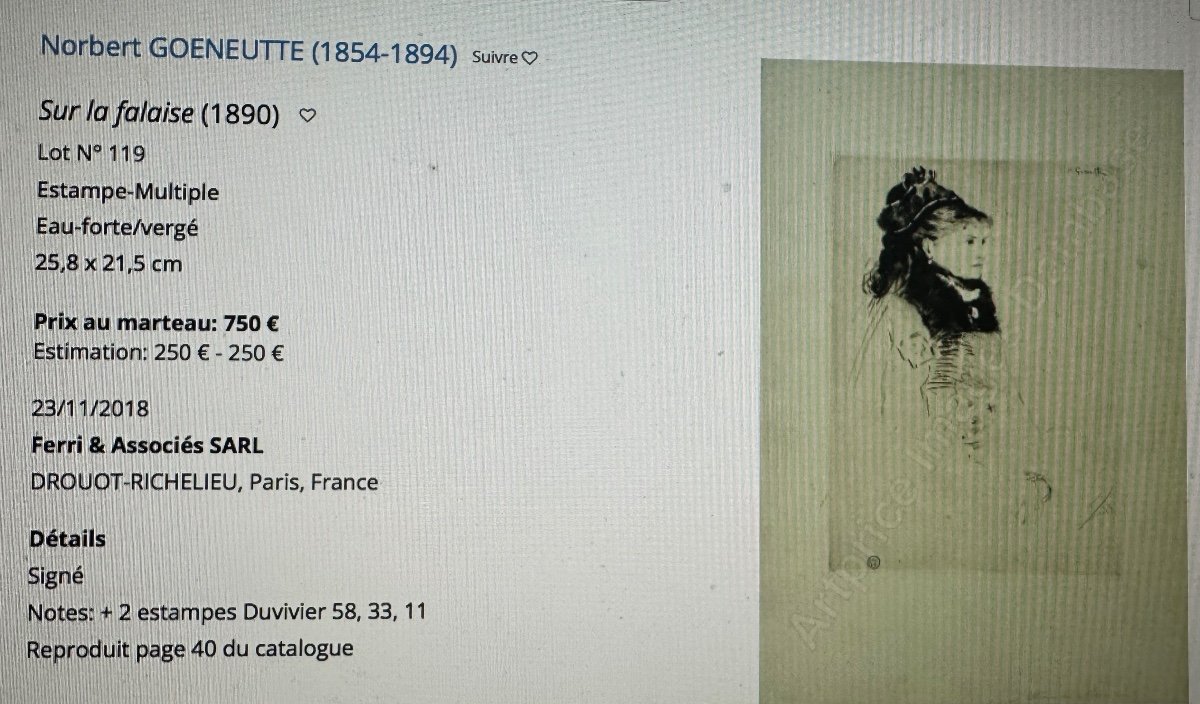 Norbert GOENEUTTE 1854-1894 Eau forte Femme brodant-photo-4