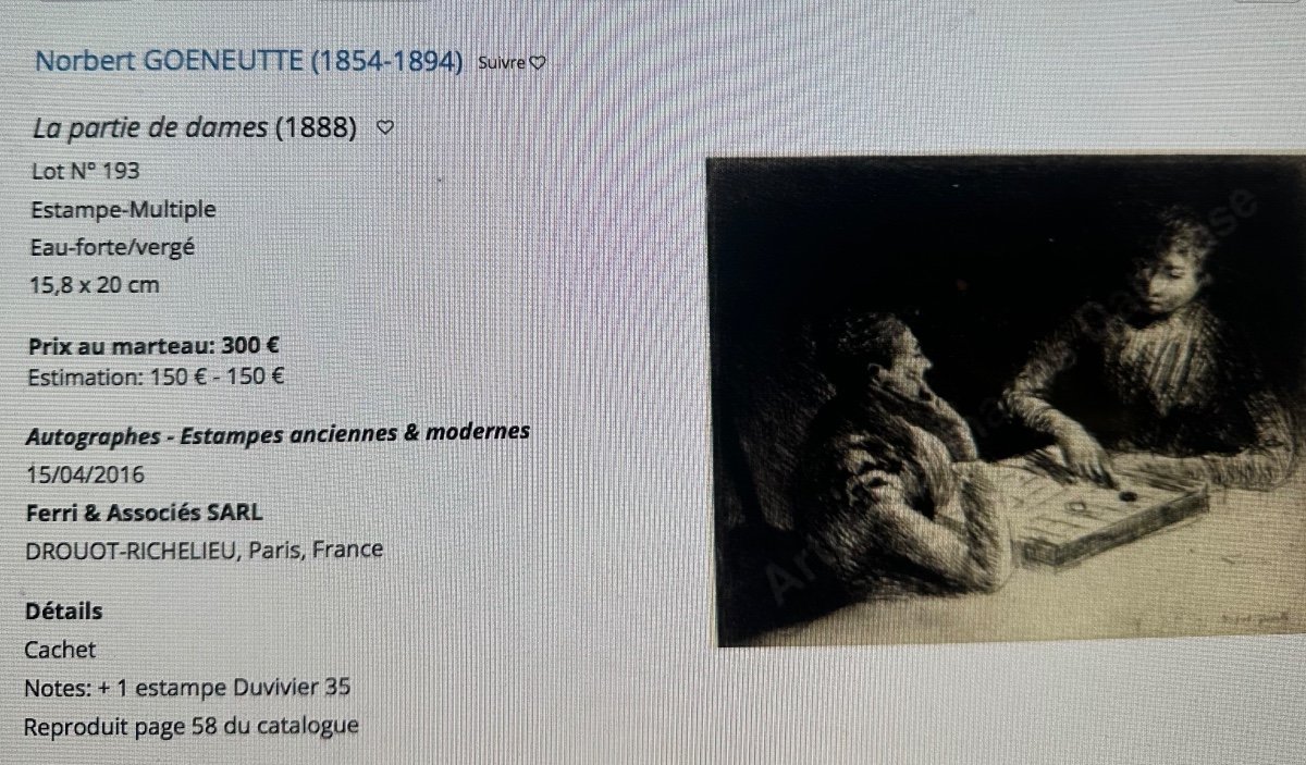 Norbert GOENEUTTE 1854-1894 Eau forte Femme brodant-photo-5