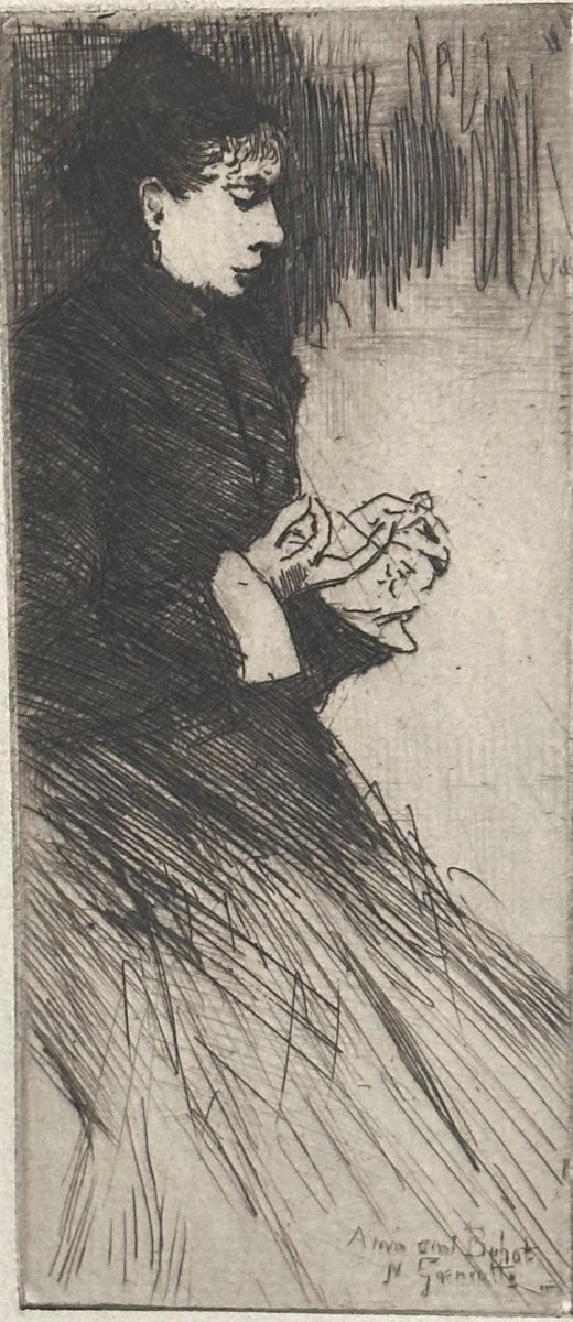 Norbert Goeneutte 1854-1894 Etching Woman Embroidering