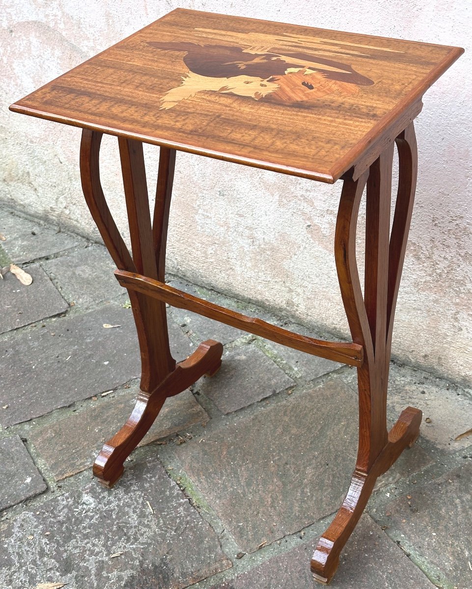 émile Gallé 1846-1904 Rare table CHATS en marqueterie Art Nouveau Nancy En très bon état chat-photo-2