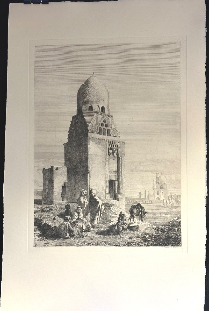 Gabriel Toudouze 1811-1854 Etching Road Cairo Suez Egyptian Tomb Chalcography Louvre /3-photo-2
