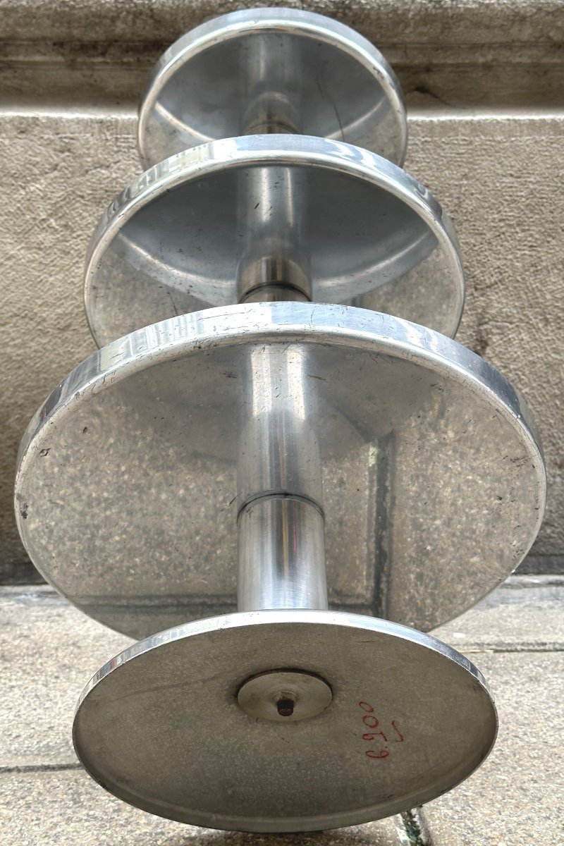 Michel Dufet Dlg Bar Servant Bolster In Brushed Aluminum 1940 Art Deco-photo-2