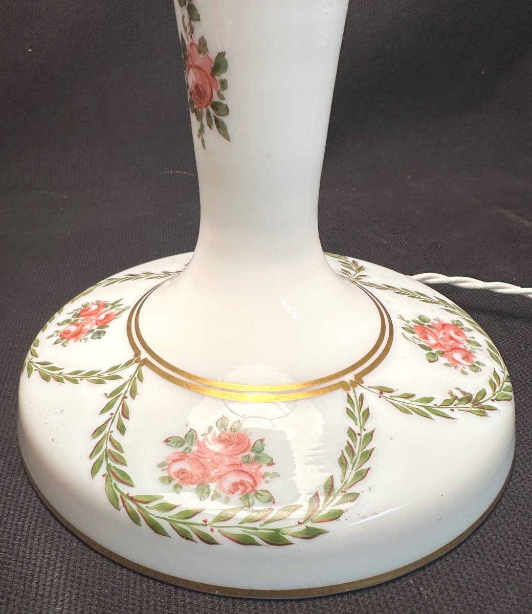 Important Lamp 47 Cm Around 1910 In Opaline In The Taste Of Desvres Fourmaintraux In Tbe -photo-1