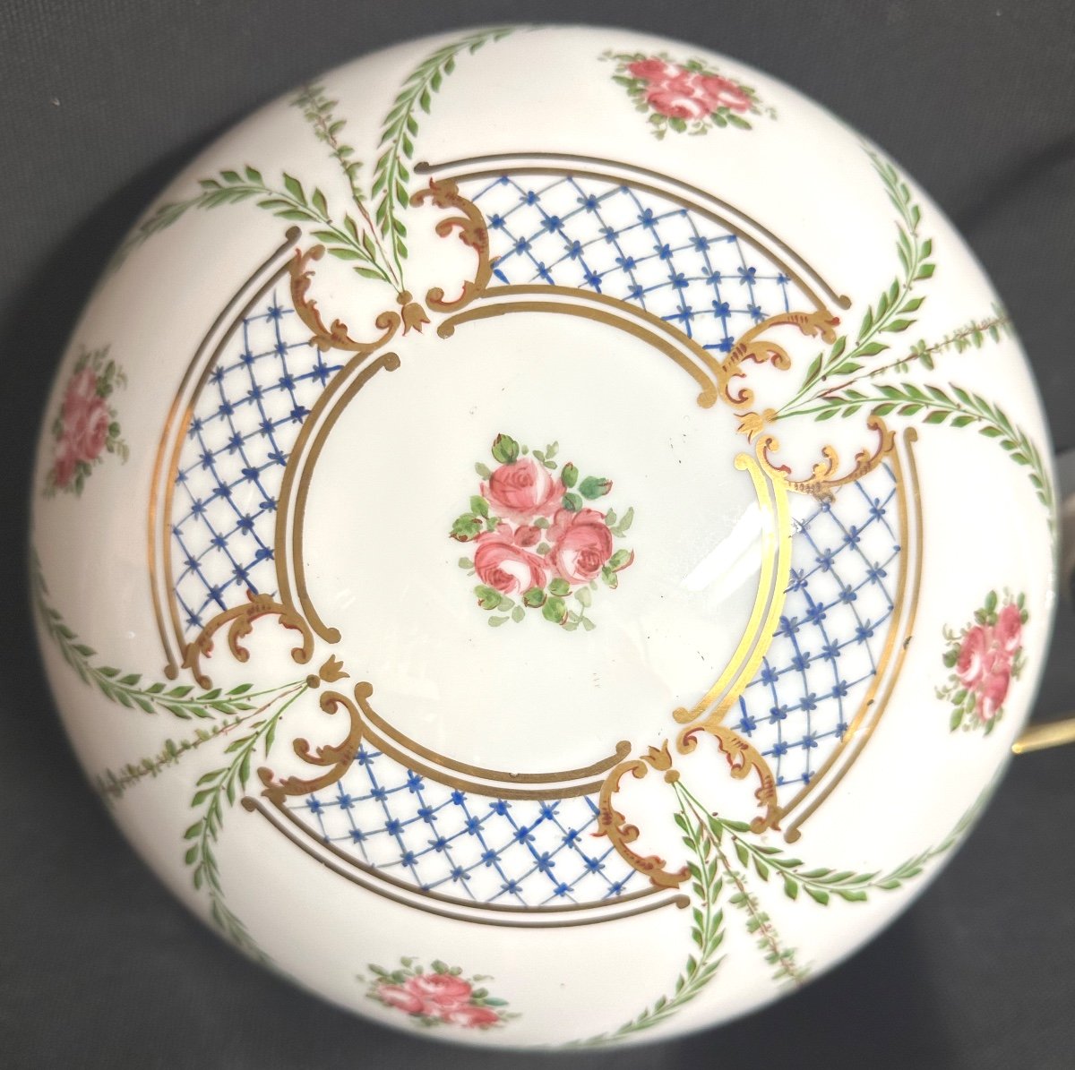 Important Lamp 47 Cm Around 1910 In Opaline In The Taste Of Desvres Fourmaintraux In Tbe -photo-4
