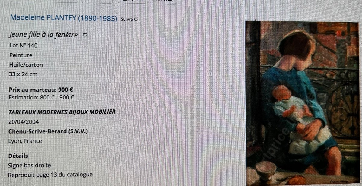 Madeleine Plantey 1890-1985 Oil Portrait Of Young Virginal Woman 1935 Virgin Lyon-photo-4