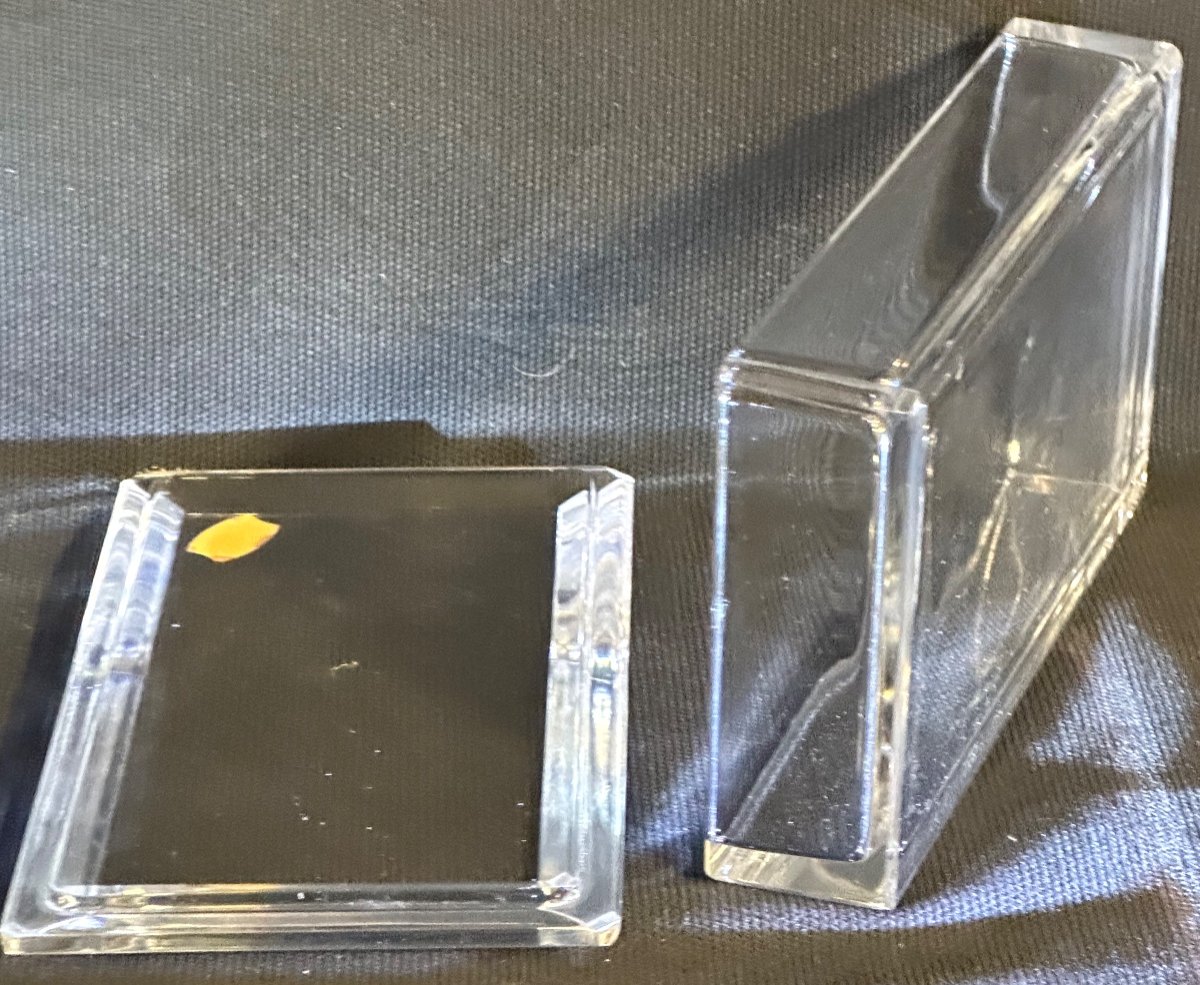 Val St Lambert Crystal Box In Very Good Condition Art Deco Bonbonniere Saint Jewelry Box-photo-2