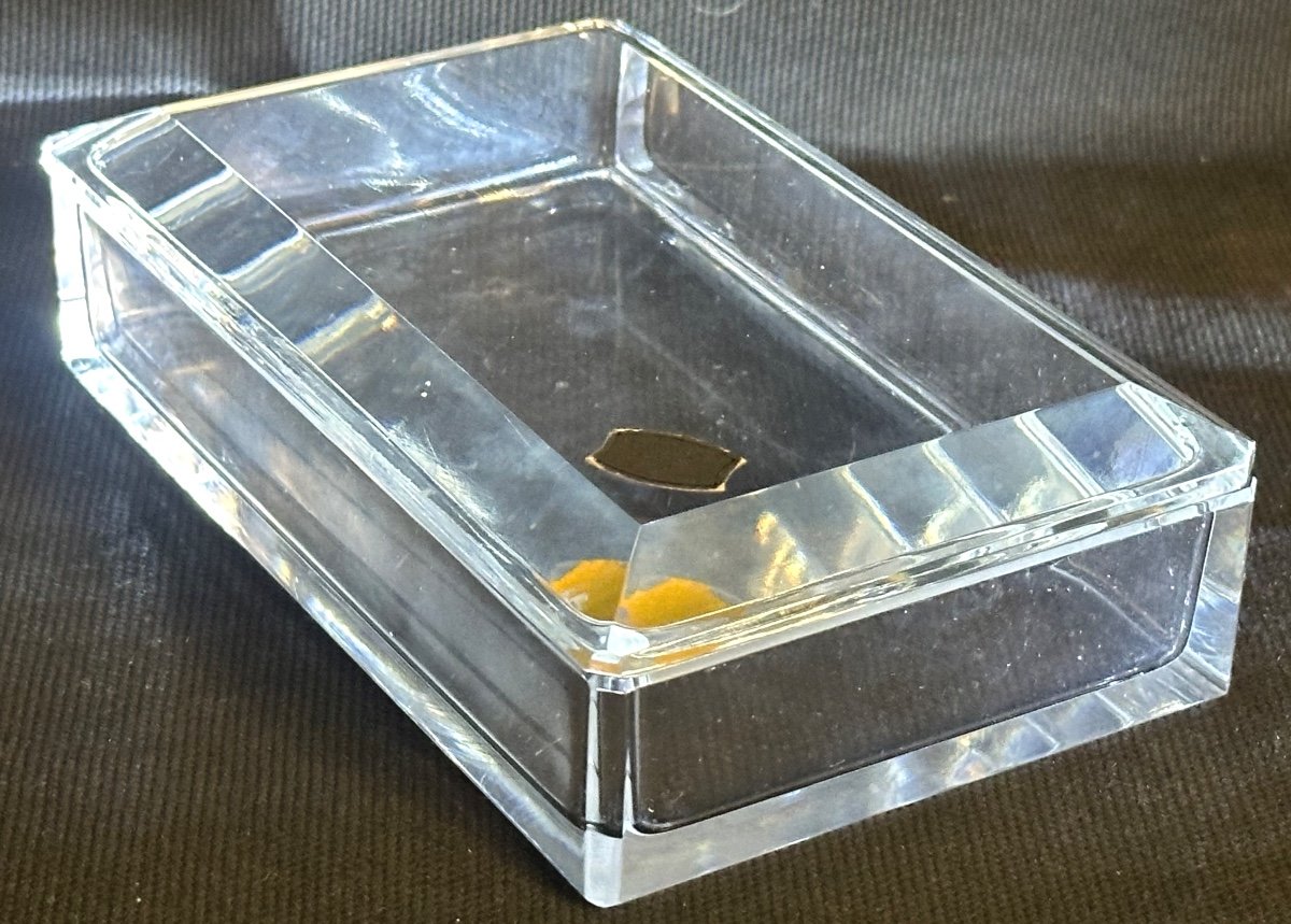 Val St Lambert Crystal Box In Very Good Condition Art Deco Bonbonniere Saint Jewelry Box-photo-3