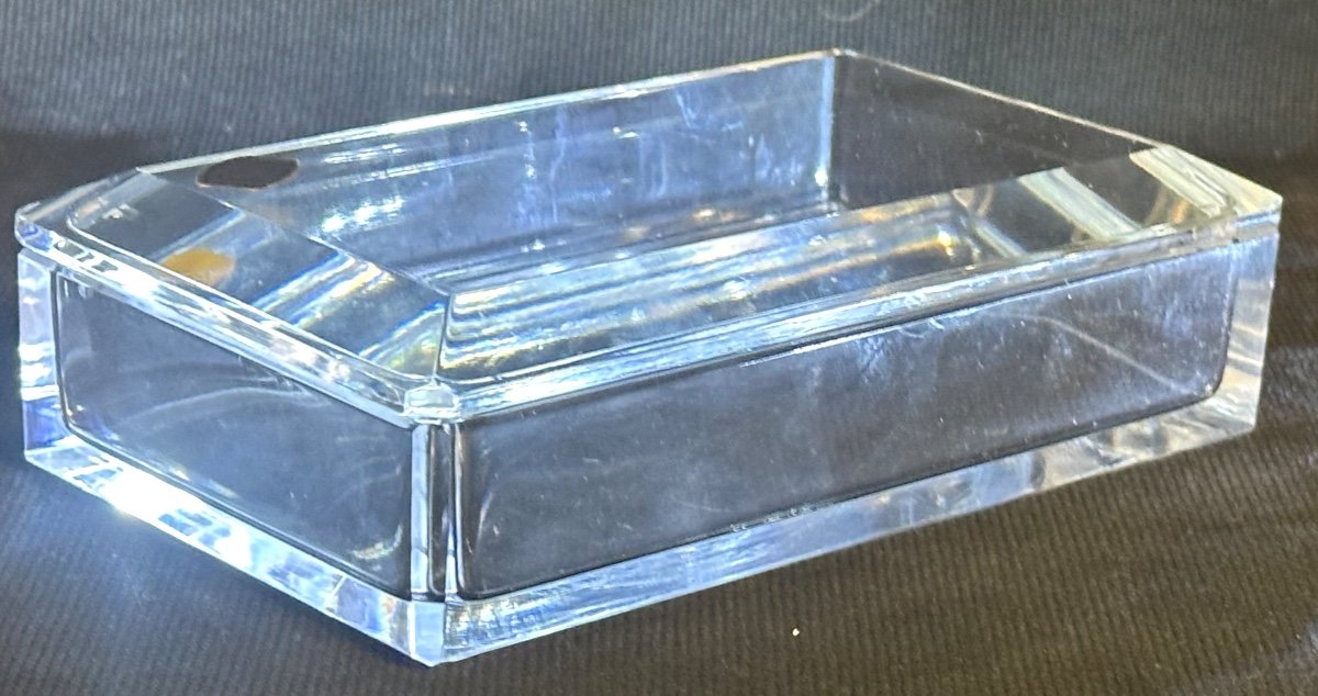Val St Lambert Crystal Box In Very Good Condition Art Deco Bonbonniere Saint Jewelry Box-photo-4
