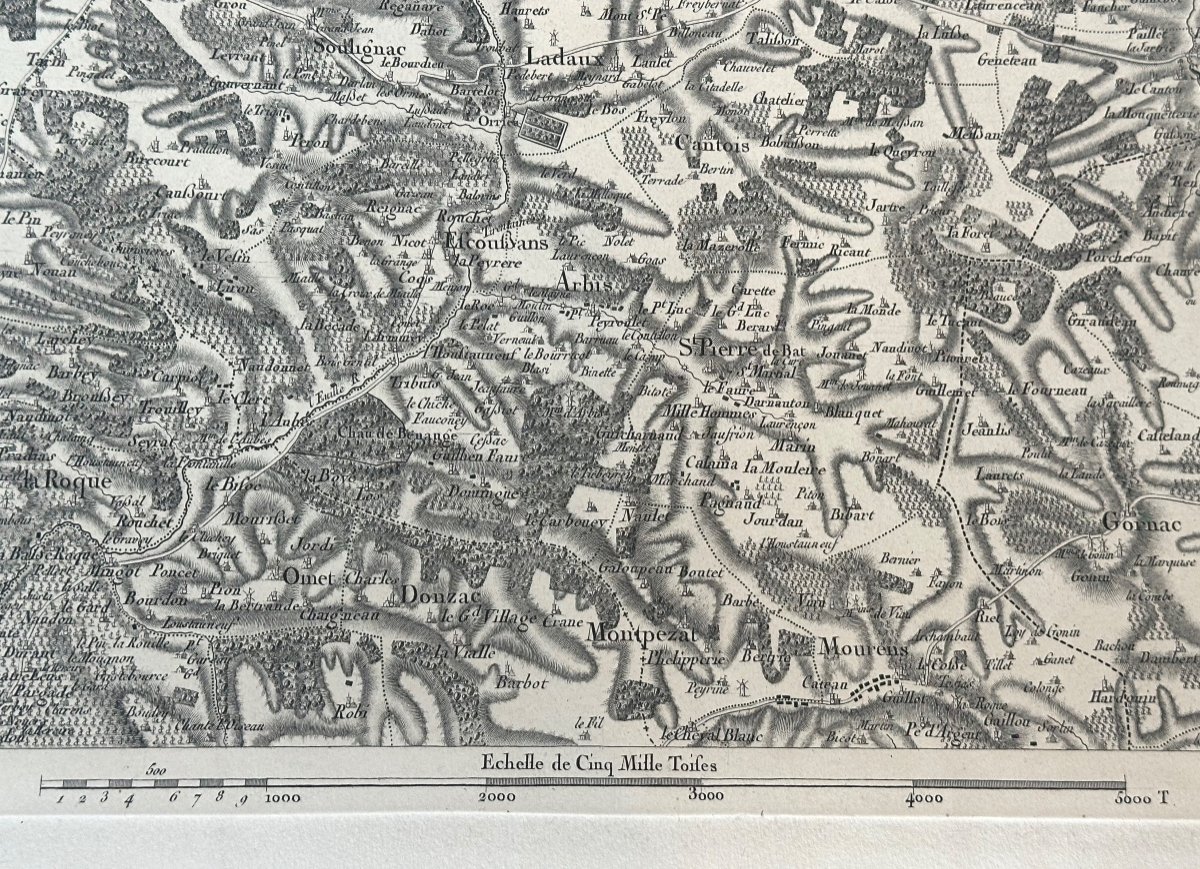 Old Lithographic Map Guyenne En Gironde Aquitaine Bordeaux Périgord 73x104 Cm-photo-2