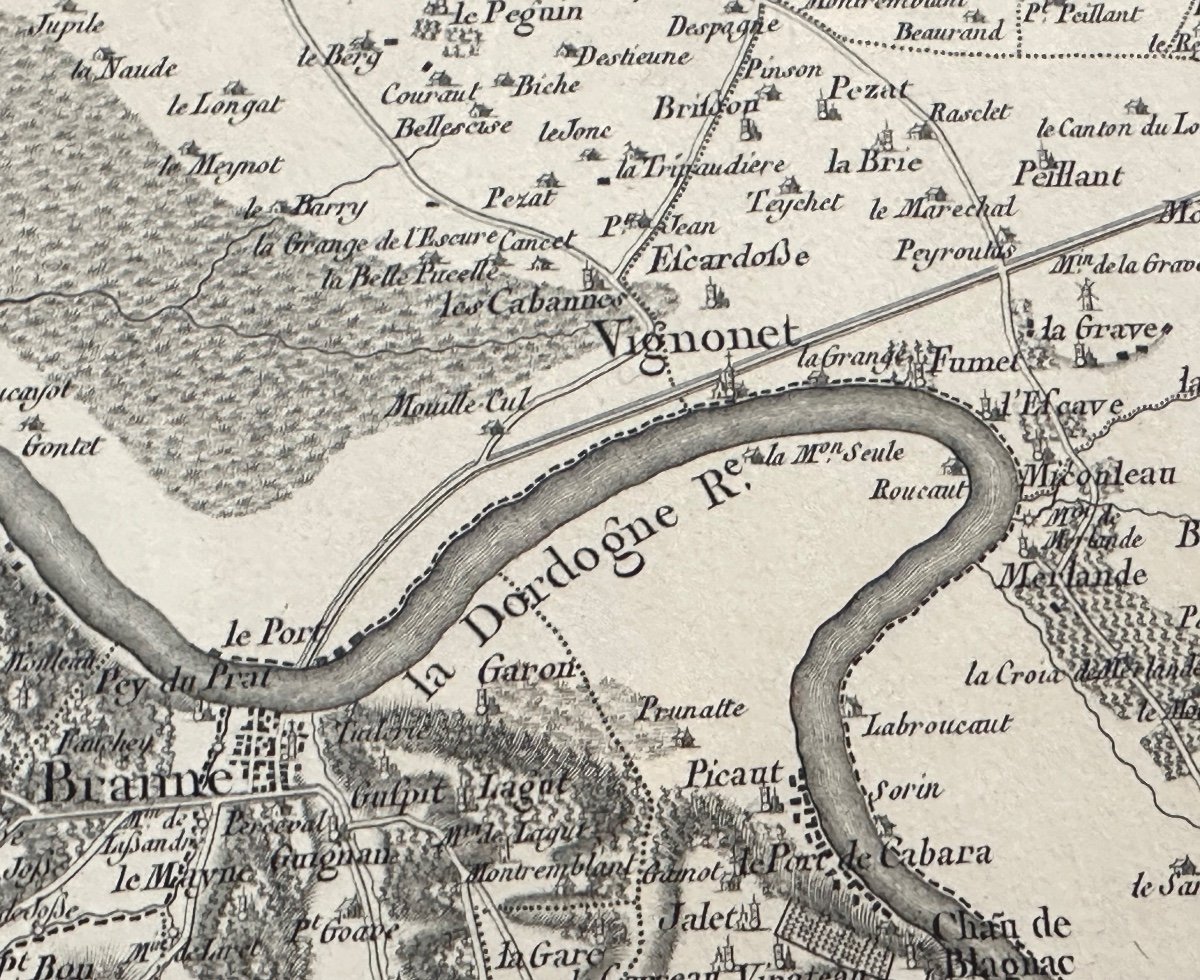Old Lithographic Map Guyenne En Gironde Aquitaine Bordeaux Périgord 73x104 Cm-photo-4