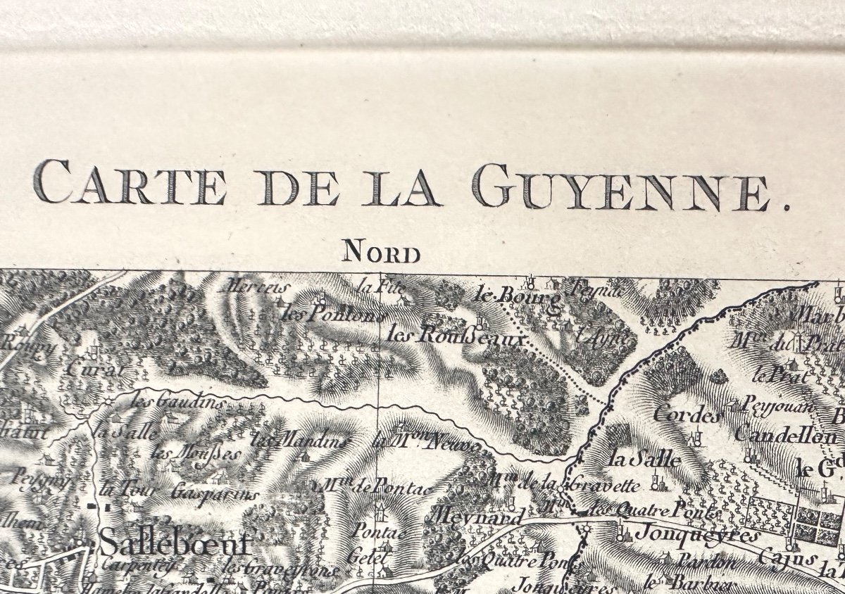 Old Lithographic Map Guyenne En Gironde Aquitaine Bordeaux Périgord 73x104 Cm