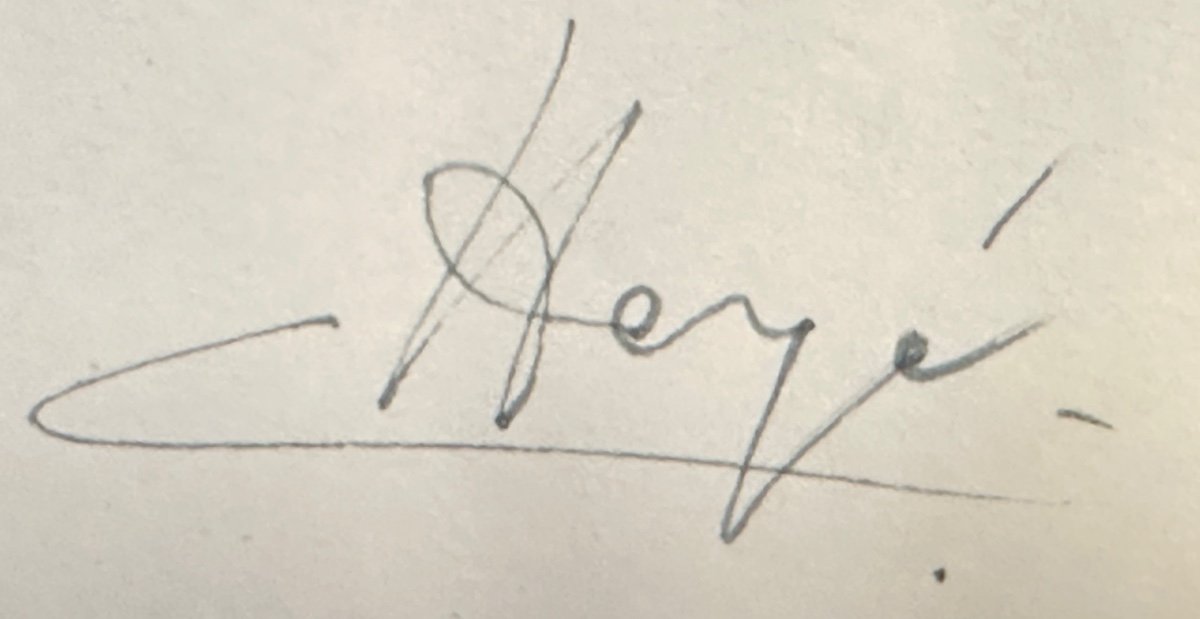 Hergé 1907-1983 Original Drawing Snowy Signed And Dedicated To Jeanne Chien Comics Comics-photo-3