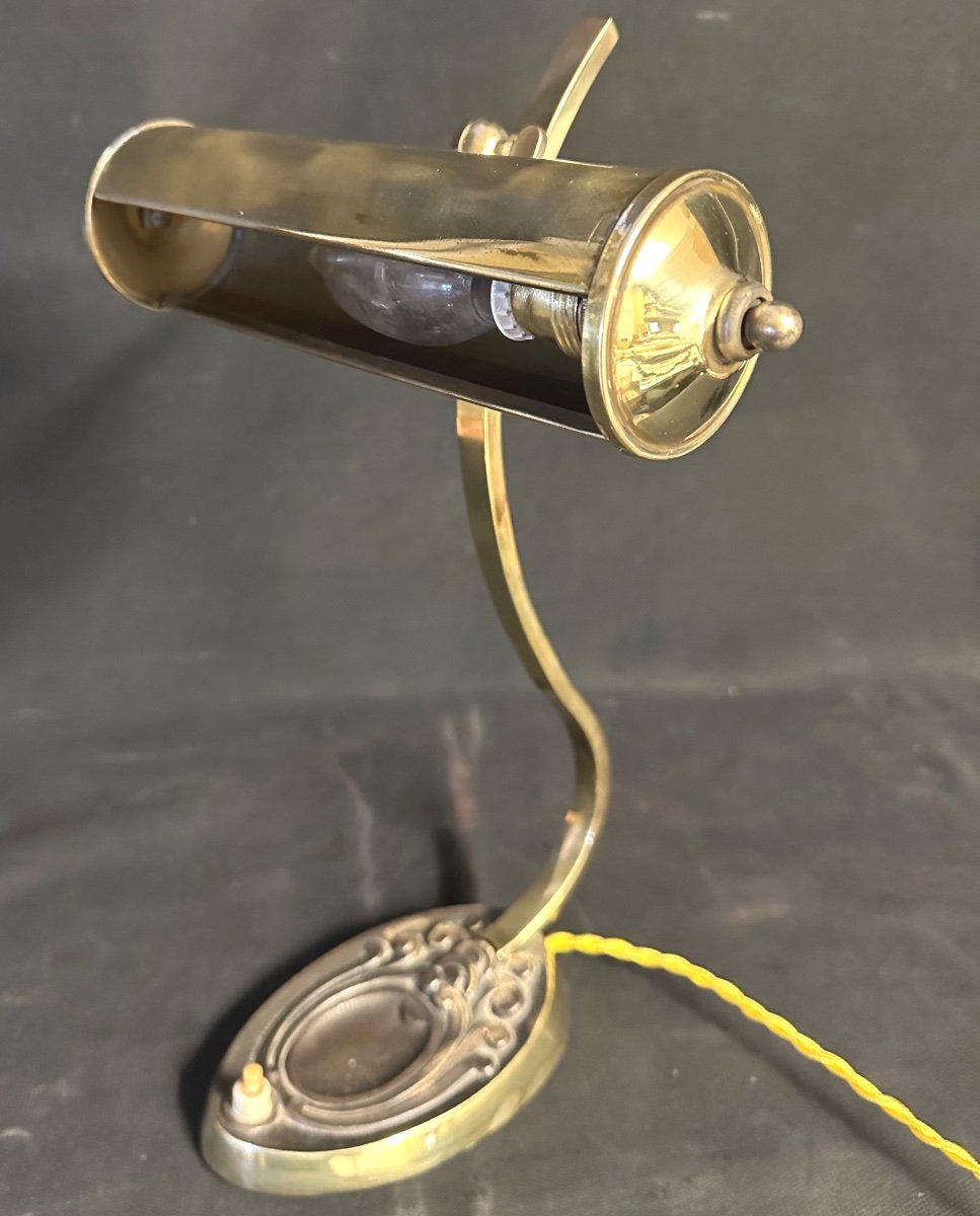 Lampe de bureau Art Deco en bronze doré 1930 En très bon état -photo-1