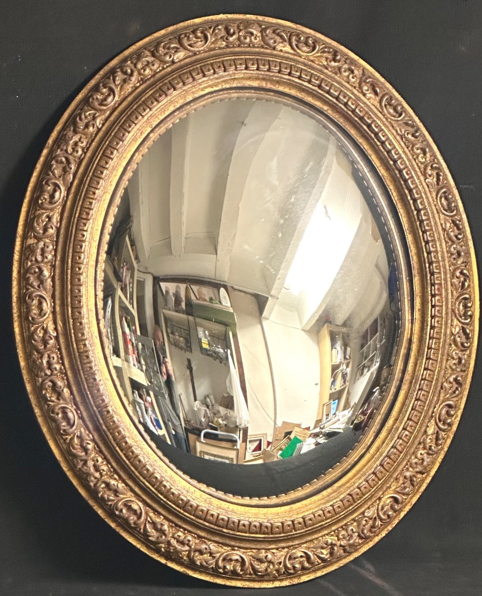 Large 19th Century Witch's Mirror 54x46cm Very Distorting In Very Good Condition Curiosity -photo-4