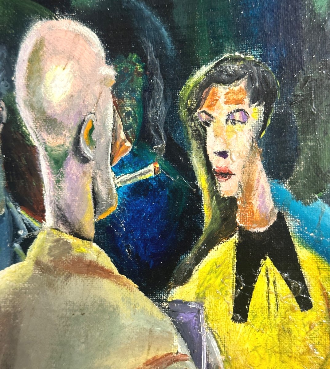 Axel J. ROTHOUX Huile Expressionniste scene de bar Artiste Franco Irlandais pub irlande-photo-2