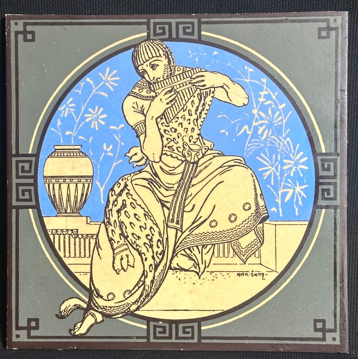 Minton Pair Of Earthenware Tiles Signed Moyr Smith 1839-1912 Mintons Stroke Upon Trent Music-photo-2