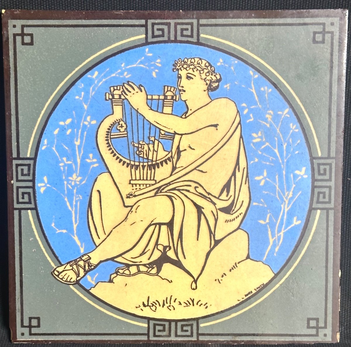 Minton Pair Of Earthenware Tiles Signed Moyr Smith 1839-1912 Mintons Stroke Upon Trent Music-photo-3