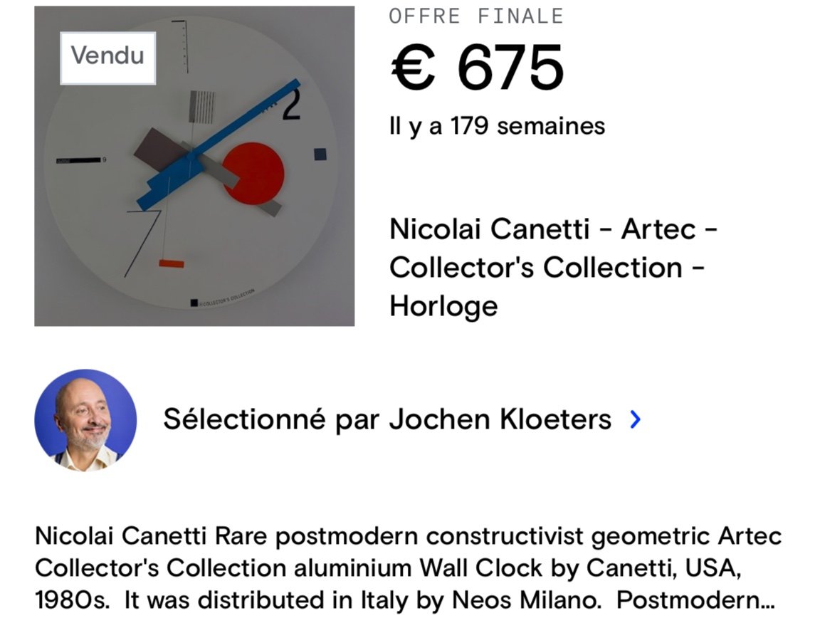 Wall Clock By Nicolai Canetti For Artec 1980 Memphis Style Geometric Metal Postmodern-photo-6