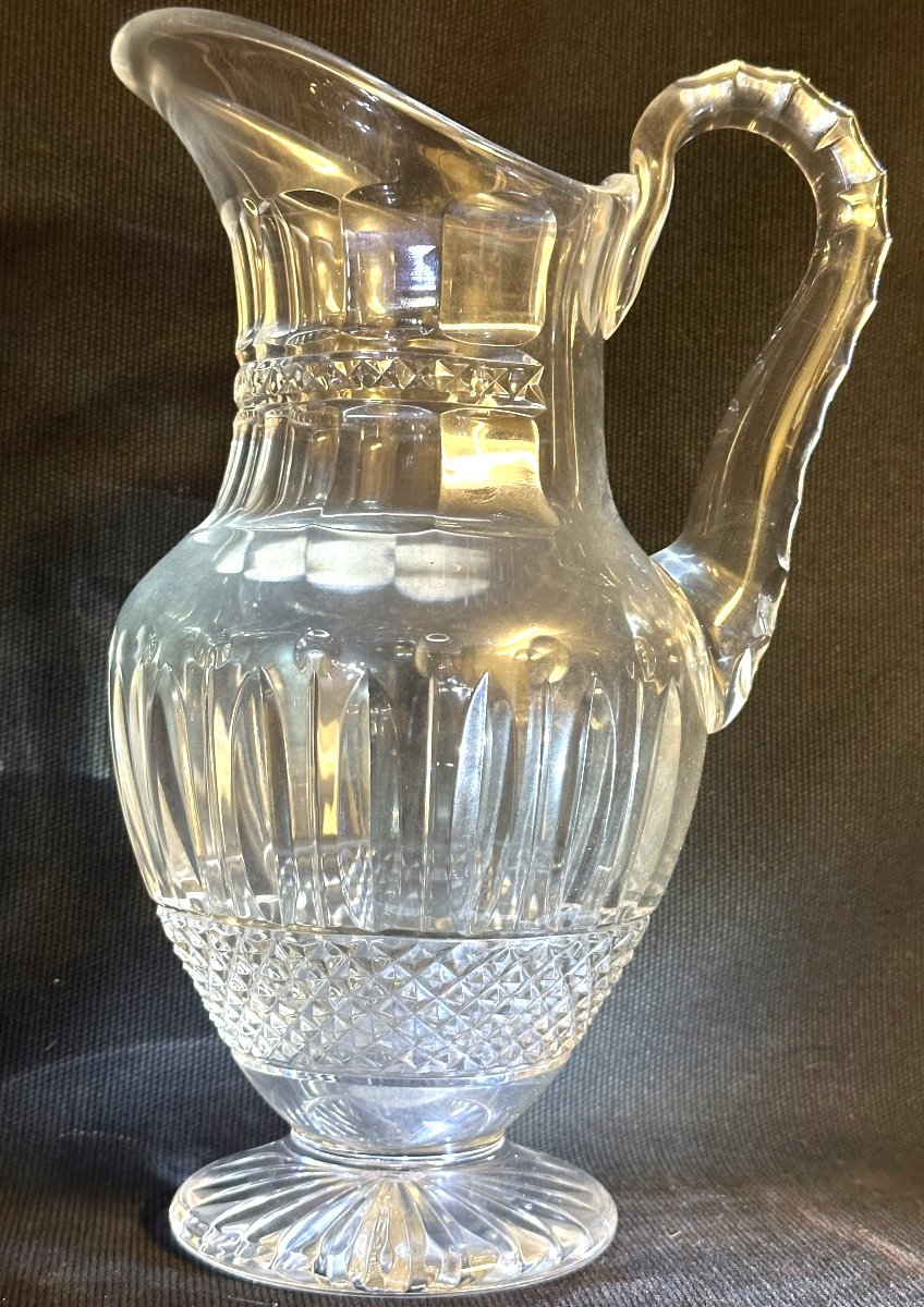 Saint Louis Tommy Crystal Carafe Signed Blown Water Pitcher Pitcher Cut Diamond St-photo-1