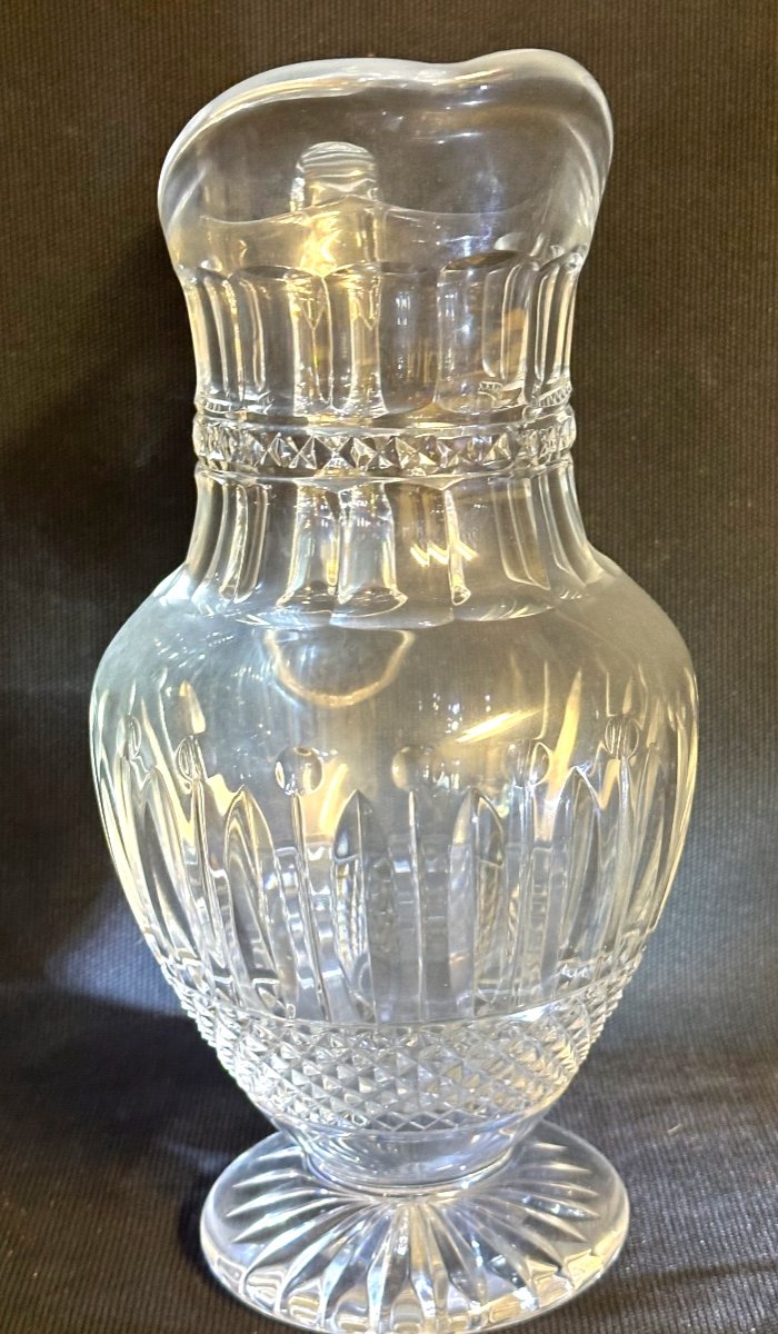 Saint Louis Tommy Crystal Carafe Signed Blown Water Pitcher Pitcher Cut Diamond St-photo-2