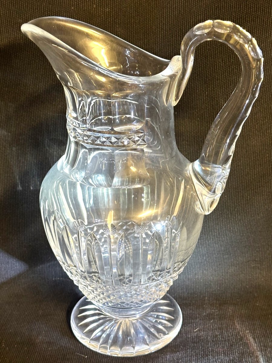 Saint Louis Tommy Crystal Carafe Signed Blown Water Pitcher Pitcher Cut Diamond St