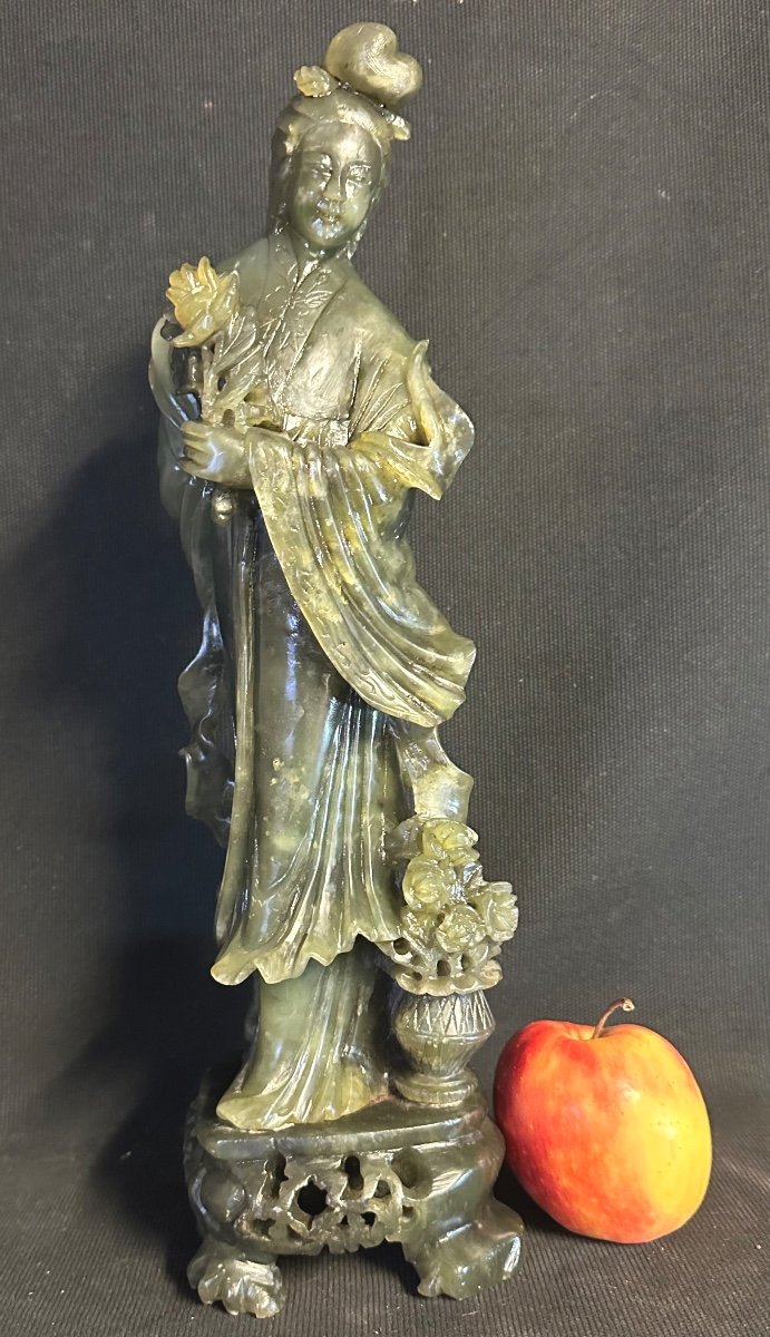 China Old Jadeite Hard Stone Sculpture 36cm Very Good Condition Aventurine-photo-2