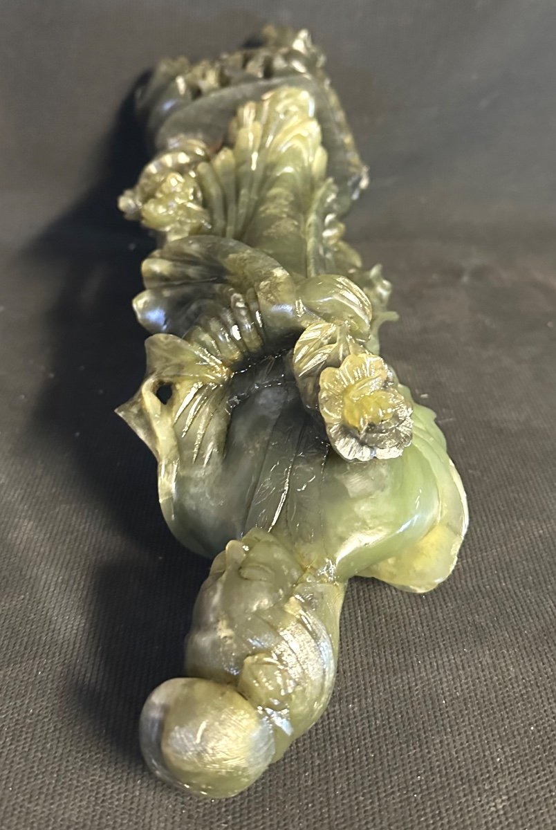 China Old Jadeite Hard Stone Sculpture 36cm Very Good Condition Aventurine-photo-3